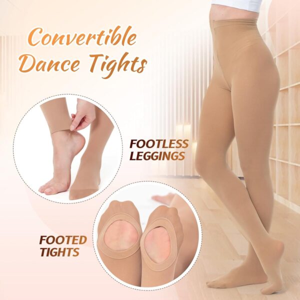 MANZI Women's Dance Tights Pink Convertible Ballet Stockings Ultra Soft Transition Leggings for Adults Girls - Image 4