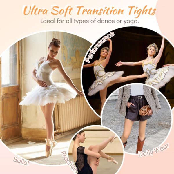 MANZI Women's Dance Tights Pink Convertible Ballet Stockings Ultra Soft Transition Leggings for Adults Girls - Image 5