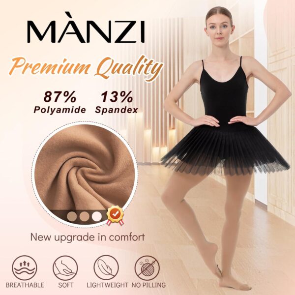 MANZI Women's Dance Tights Pink Convertible Ballet Stockings Ultra Soft Transition Leggings for Adults Girls - Image 2