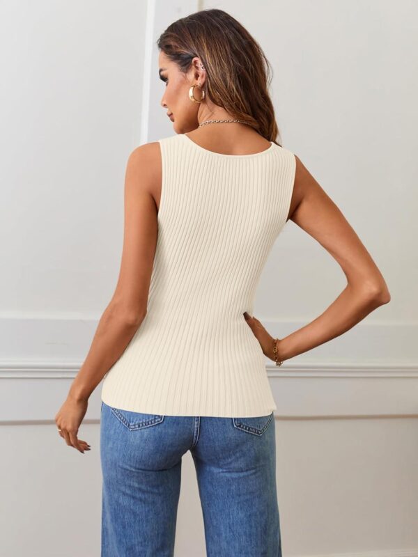 MEROKEETY Women's Ribbed Tank Tops Knit Square Neck Sleeveless Shirts Summer Casual Basic Tanks - Image 3