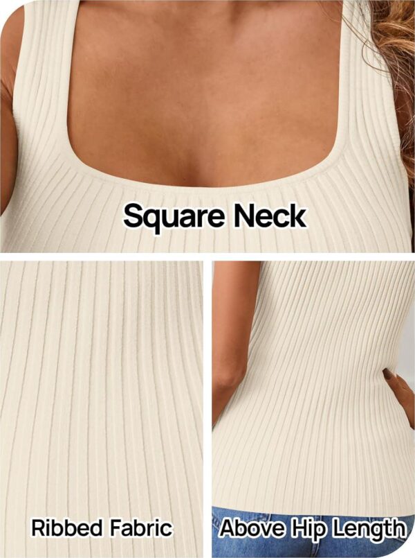 MEROKEETY Women's Ribbed Tank Tops Knit Square Neck Sleeveless Shirts Summer Casual Basic Tanks - Image 6