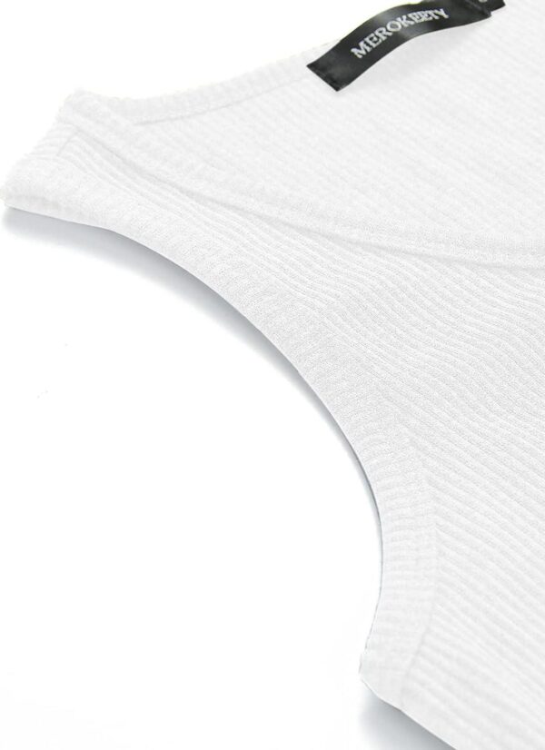 MEROKEETY Women's V Neck Tank Tops Summer Sleeveless Ribbed Button Casual Henley Shirts - Image 4