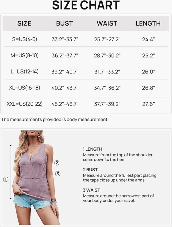 MEROKEETY Women's V Neck Tank Tops Summer Sleeveless Ribbed Button Casual Henley Shirts - Image 7