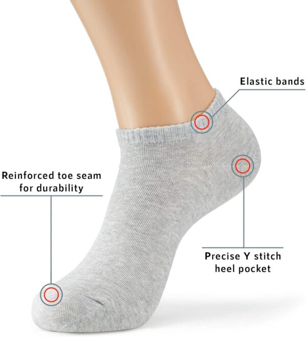 MONFOOT Women's and Men's 10-20 Pairs Thin Cotton Low Cut Ankle Socks, multipack - Image 3