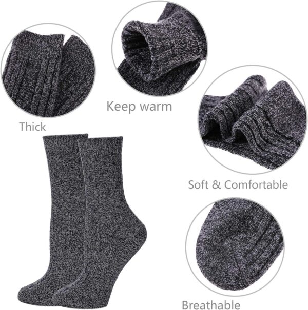 MQELONG Womens 5 Pairs Soft Thick Comfort Casual Cotton Warm Wool Crew Winter Socks - Image 5