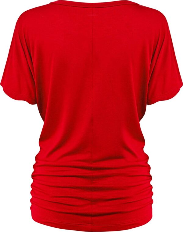 Made By Johnny Women's Solid Short Sleeve Boat Neck V Neck Dolman Top with Side Shirring-Made in U.S.A. - Image 3