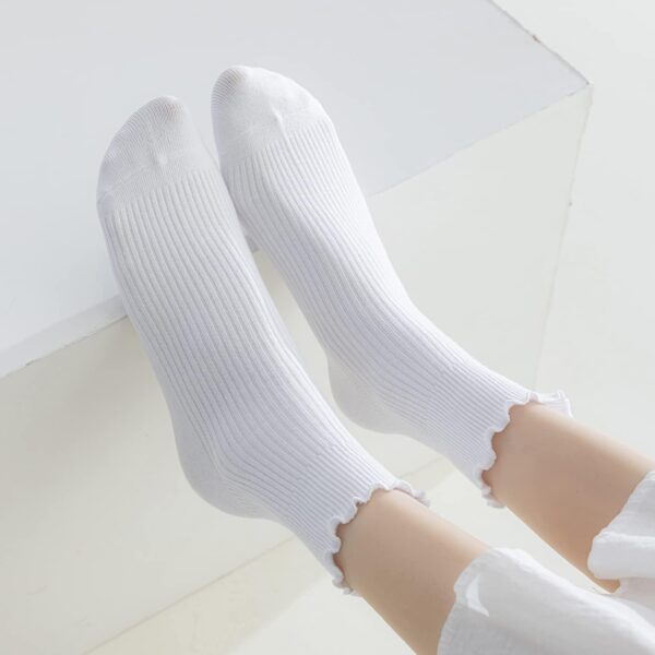 Mcool Mary 10 Pairs Womens Ruffle Socks,Casual Cute Ankle Socks Comfy Breathable Cool Knit Cotton Crew Frilly Sock for Women - Image 2