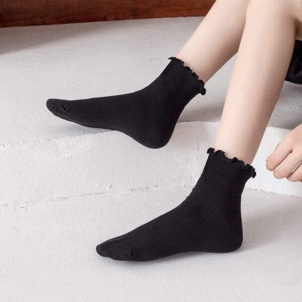 Mcool Mary 10 Pairs Womens Ruffle Socks,Casual Cute Ankle Socks Comfy Breathable Cool Knit Cotton Crew Frilly Sock for Women - Image 5