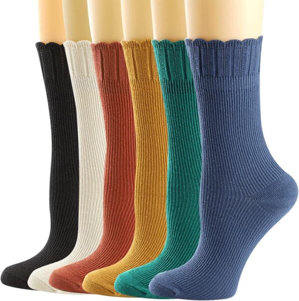 Mcool Mary Womens Crew Socks, Casual Knit Cotton Comfy Breathable Cool Dress Socks for Girls 6 Pack