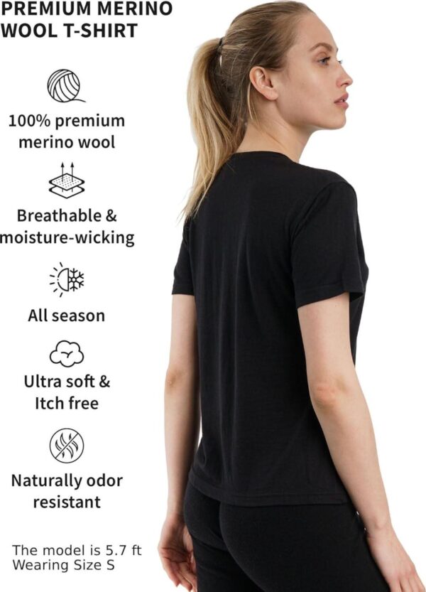 Merino.tech Merino Wool T Shirt Women - 100% Merino Wool Base Layer Women Short Sleeve Tee + Merino Wool Hiking Socks - Image 2