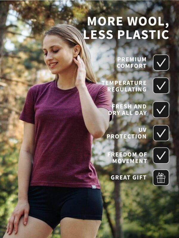 Merino.tech Merino Wool T Shirt Women - 100% Merino Wool Base Layer Women Short Sleeve Tee + Merino Wool Hiking Socks - Image 3