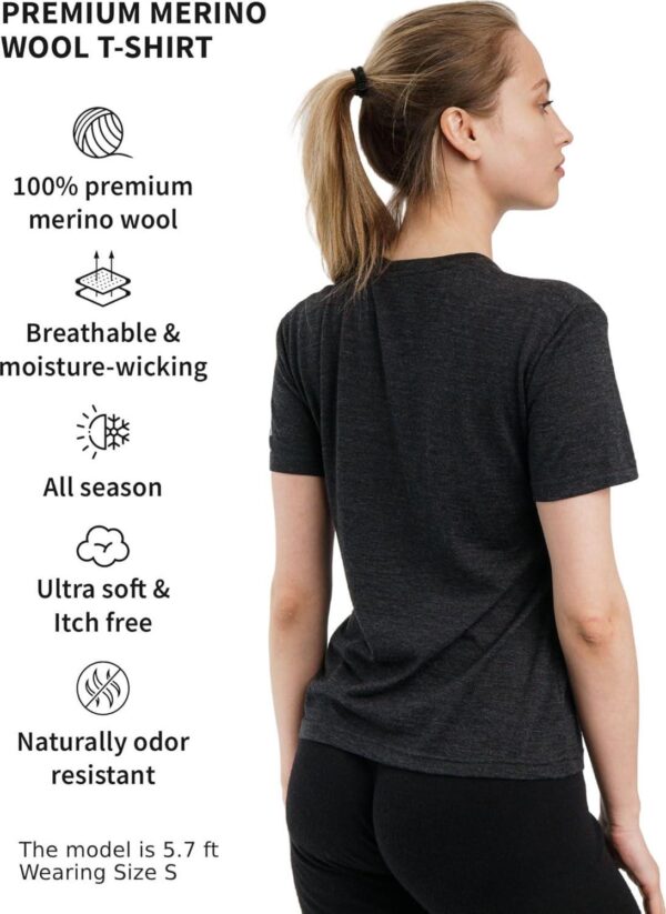 Merino.tech Merino Wool T Shirt Women - 100% Merino Wool Base Layer Women Short Sleeve Tee + Merino Wool Hiking Socks - Image 2