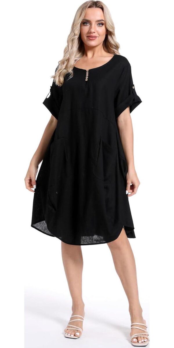 Minibee Women's Ruffle Oversize Casual Midi Dresses with Pockets - Image 7