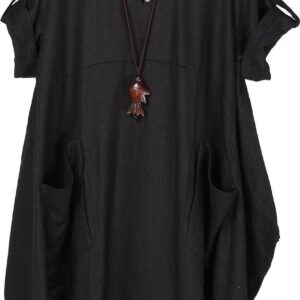 Minibee Women's Ruffle Oversize Casual Midi Dresses with Pockets