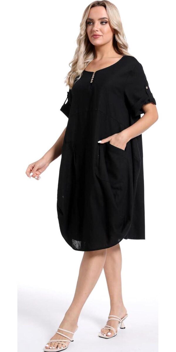 Minibee Women's Ruffle Oversize Casual Midi Dresses with Pockets - Image 3