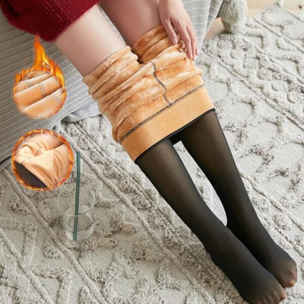 Mitid Fleece Lined Tights Women Leggings Thermal Pantyhose Fake Translucent Opaque High Waisted Winter Warm Sheer Tight - Image 4