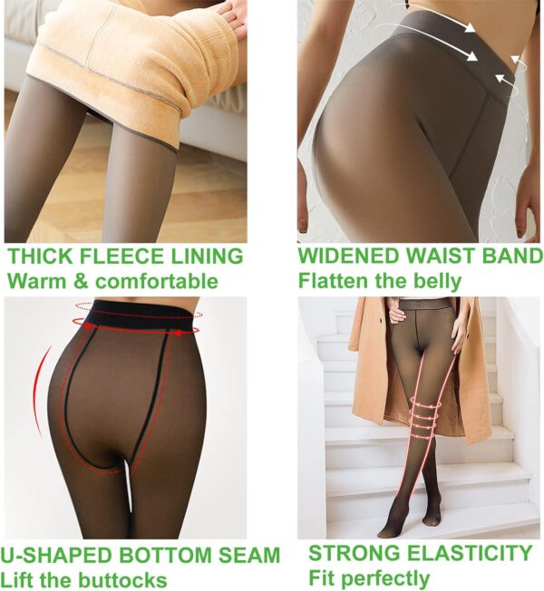 Mitid Fleece Lined Tights Women Leggings Thermal Pantyhose Fake Translucent Opaque High Waisted Winter Warm Sheer Tight - Image 2