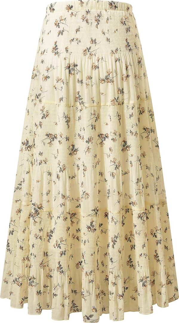 NASHALYLY Women's Chiffon Elastic High Waist Pleated A-Line Flared Maxi Skirts - Image 2