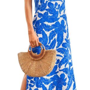 Naggoo Women's Short Sleeve Split Maxi Dress Casual Plain Tie Dye Print Tshirt Long Dresses with Pockets
