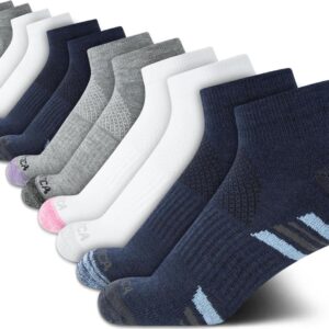 Nautica Women's Quarter Cut Moisture Control Athletic Socks with Cushioned Comfort (12 Pack)