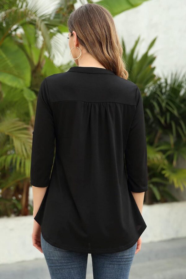 Ninedaily Womens Tops Dressy Casual 3/4 Sleeve V Neck Chiffon Shirt Work Blouses - Image 4