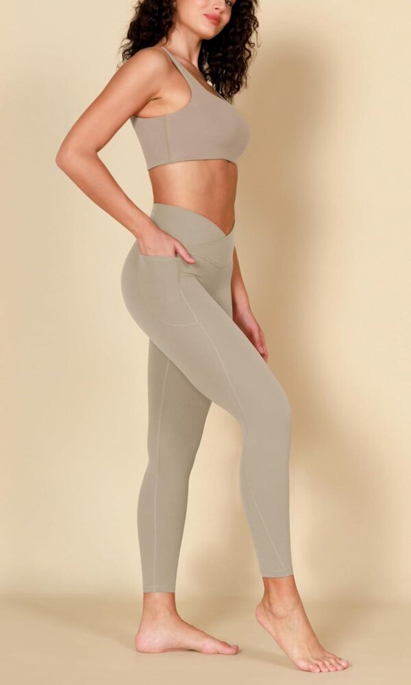 ODODOS ODCLOUD Cross Waist Leggings with Pockets for Women, 25  / 28  Buttery Soft Crossover Lounge Yoga Pants - Image 3