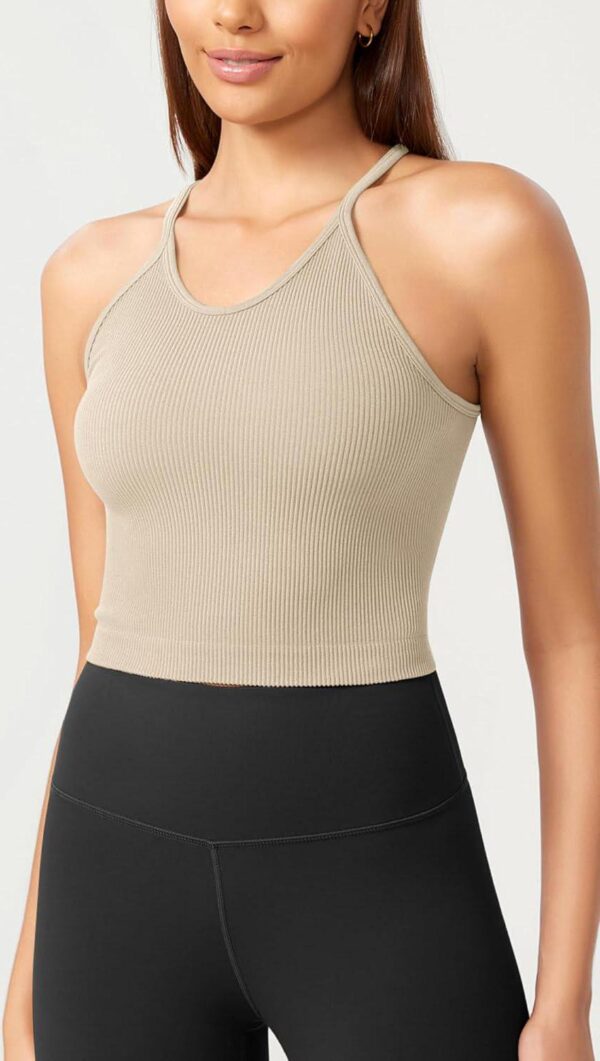ODODOS Women's Crop 3-Pack Washed Seamless Rib-Knit Camisole Crop Tank Tops - Image 2