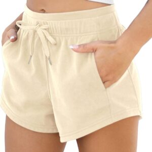 ODODOS Women's Sweat Shorts with Pockets Cotton French Terry Drawstring Summer Workout Casual Lounge Shorts