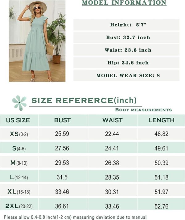 OFEEFAN Women's Casual Maxi Dresses with Pockets Ruffle Sleeve Smocked Dress XS-2XL - Image 6