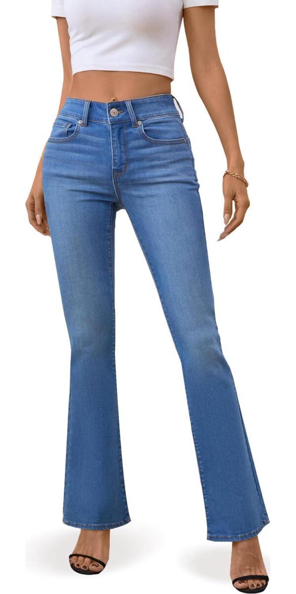 OFLUCK Women's High Rise Retro Flare Jeans Slim Fit Street Trendy Bell Bottom Jeans
