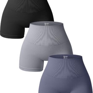 OQQ Women 3 Piece Yoga Shorts High Waist Seamless Workout Exercise Shorts Leggings