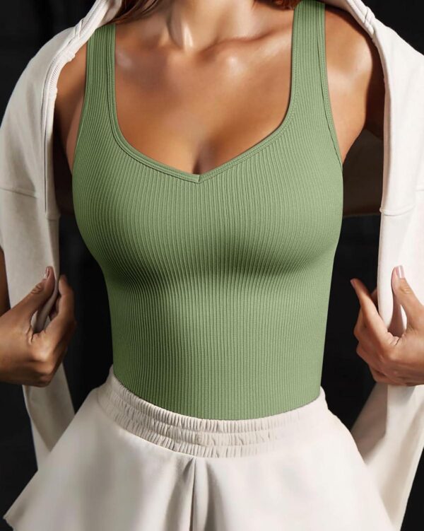 OQQ Women's 3 Piece Bodysuits Sexy V Neck Sleeveless Stretch Tank Tops Bodysuits - Image 5