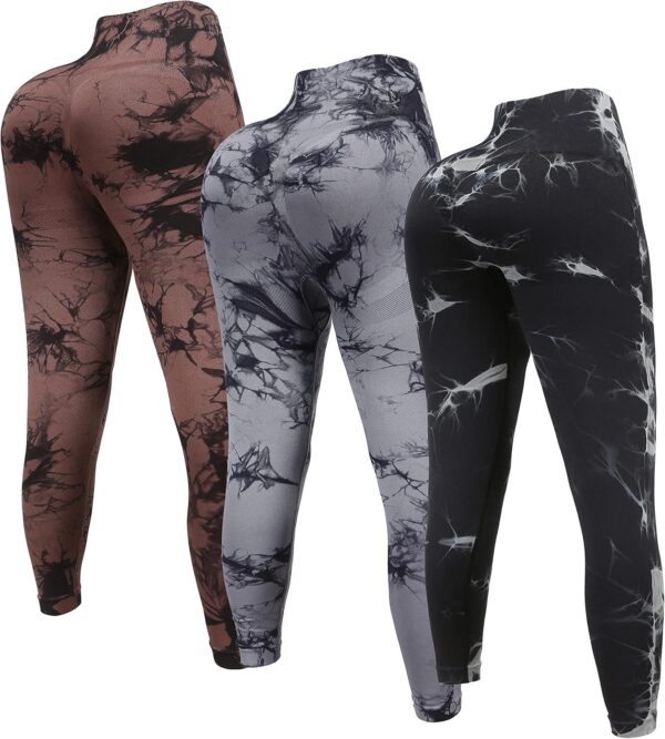 OVESPORT 3 Pack Tie Dye Seamless High Waisted Workout Leggings for Women Scrunch Butt Lifting Yoga Gym Athletic Pants - Image 2
