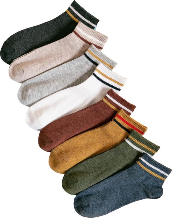 OYOANGLE Women's 8 Pairs Striped Print Ankle Socks Active Lightweight Running Socks