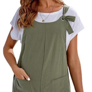 OYOANGLE Women's Casual Overall Shorts Strap Short Romper Jumpsuit with Pockets