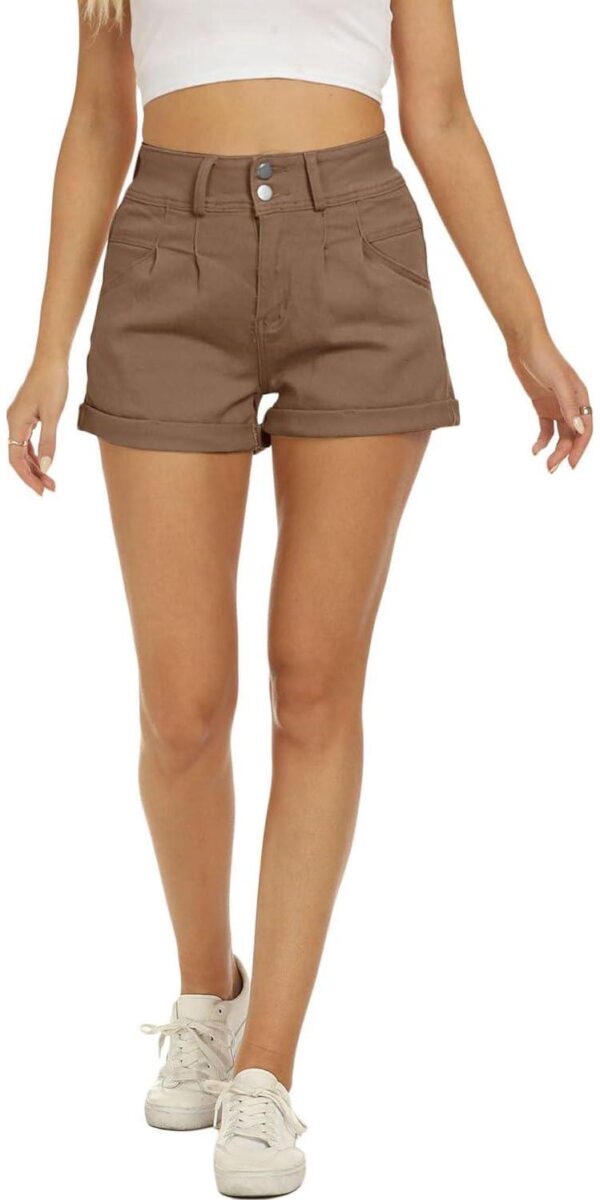 Orchidays Womens High Waisted Chino Bermuda Folded Hem Shorts - Image 2