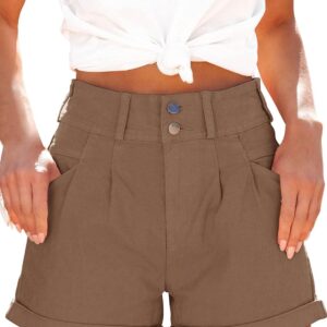 Orchidays Womens High Waisted Chino Bermuda Folded Hem Shorts
