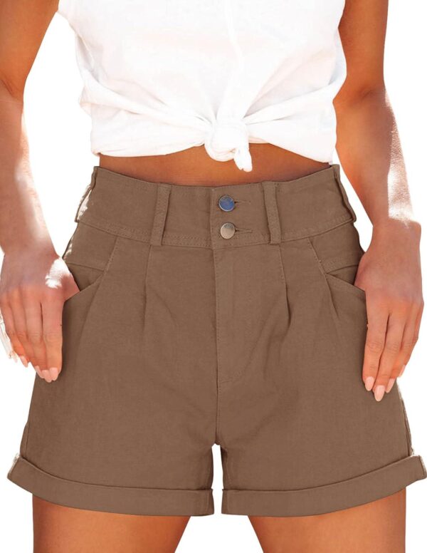 Orchidays Womens High Waisted Chino Bermuda Folded Hem Shorts