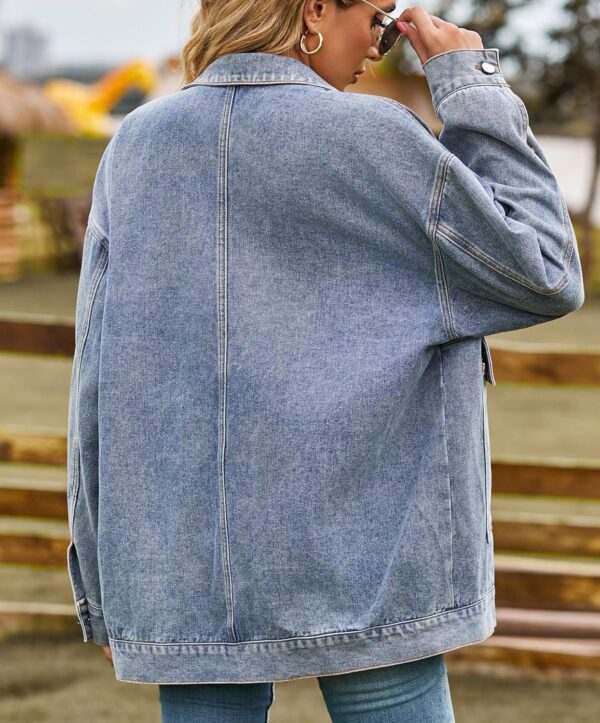 PAODIKUAI Women's Oversized Denim Jacket Casual Long Sleeve Vintage Jean Jacket Top Coat with Pockets - Image 7