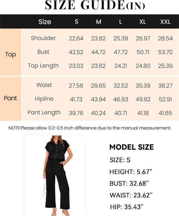 PRETTYGARDEN Womens Short Sleeve Button Down Shirt Long Pant Lounge Set - Image 6