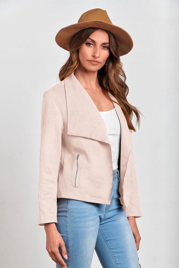 PRETTYGARDEN Womens 2024 Fall Clothes Long Sleeve Open Front Cropped Faux Suede Jacket - Image 5
