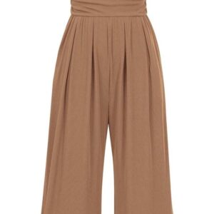 PRETTYGARDEN Womens Summer One Piece Sleeveless Mock Neck Wide Leg Pants Rompers With Pockets