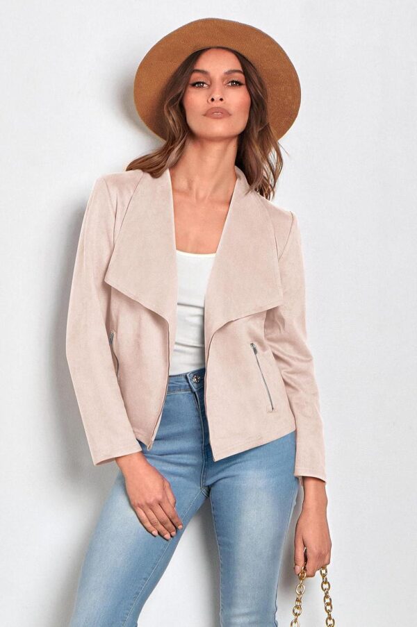 PRETTYGARDEN Womens 2024 Fall Clothes Long Sleeve Open Front Cropped Faux Suede Jacket - Image 8