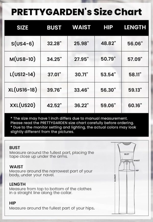 PRETTYGARDEN Womens Summer One Piece Sleeveless Mock Neck Wide Leg Pants Rompers With Pockets - Image 6