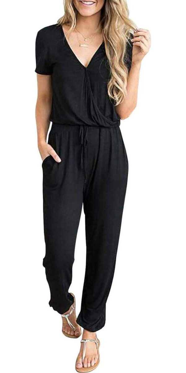PRETTYGARDEN Womens Deep V Neck Wrap Drawstring Waist Jumpsuit - Image 7