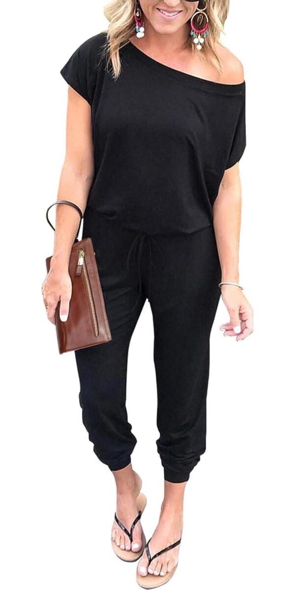 PRETTYGARDEN Womens Summer Casual Off Shoulder Loose Jumpsuit Rompers