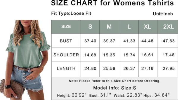 PRETTYGARDEN Womens Plain Round Neck Cute Ruffle Short Sleeve Top - Image 5