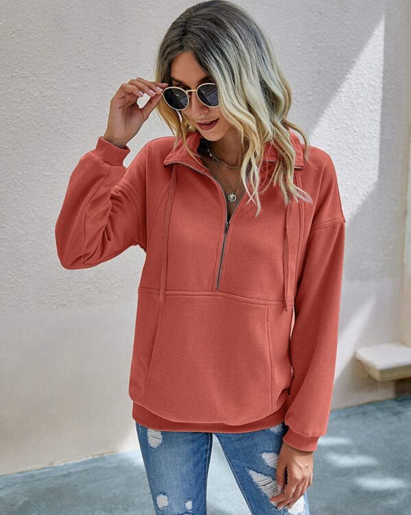 PRETTYGARDEN Womens Lapel Zipper Sweatshirt - Image 3