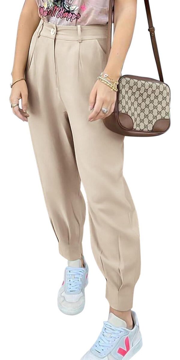 PRETTYGARDEN Womens Summer High Waisted Ankle Length Trouser Slacks With Pockets