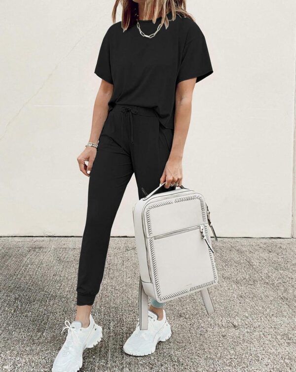 PRETTYGARDEN Womens 2 Piece Outfit Short Sleeve Pullover Tops Tracksuits - Image 4